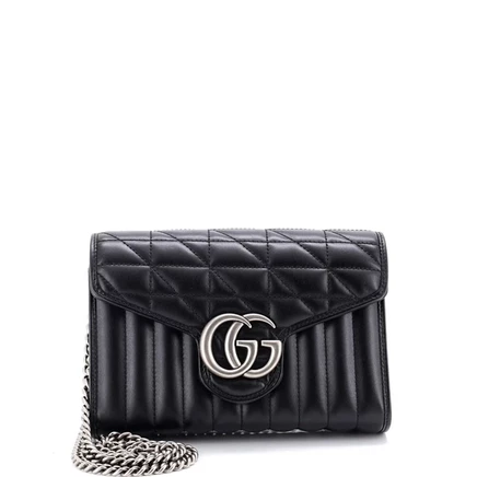 Женский кошелек Pre-Owned Gucci Marmont с цепочкой, черный