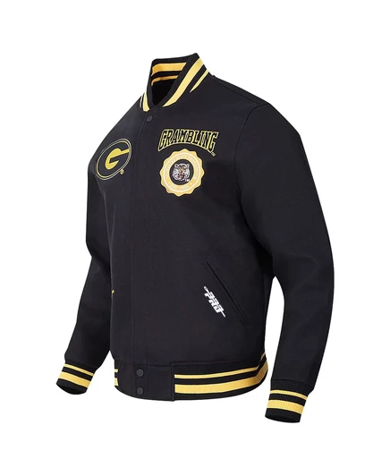 Мужская куртка Pro Standard Grambling Tigers Crest на молнии с шерстью и нашивкой герба, черная