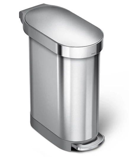 Мусорный бак SimpleHuman 45 л с карманом для мешка, стальной