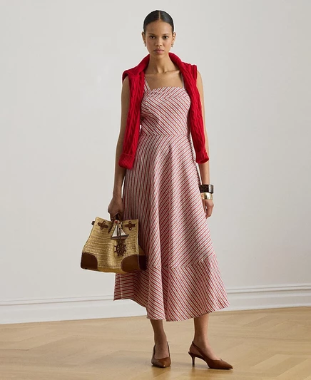 Женское платье Lauren Ralph Lauren в полоску, красное