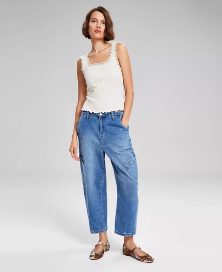  Женские джинсы-бочонки с высокой посадкой, созданные для Macy's medium wash
