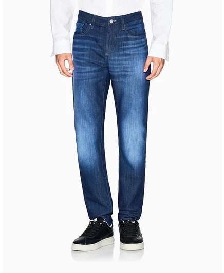 Мужские джинсы A|X Armani Exchange J14 из тонкого флиса стрейч-денима синего цвета