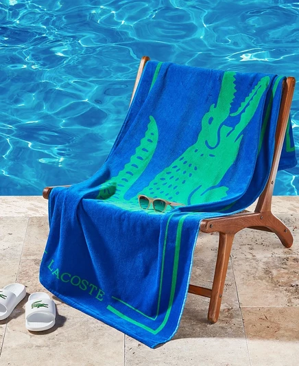 Пляжное полотенце Lacoste Frame Crocodile 36″×72″, синий