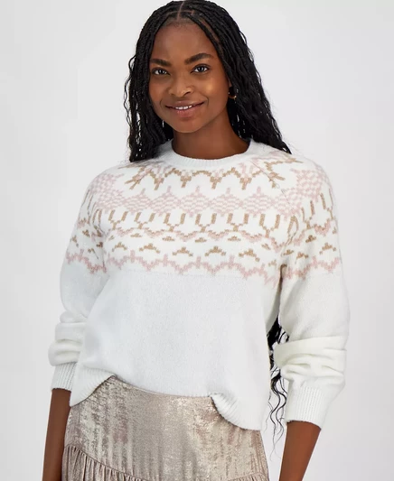  Женский свитер с круглым вырезом от Fair Isle, эксклюзивно в Macy's cream fairisle