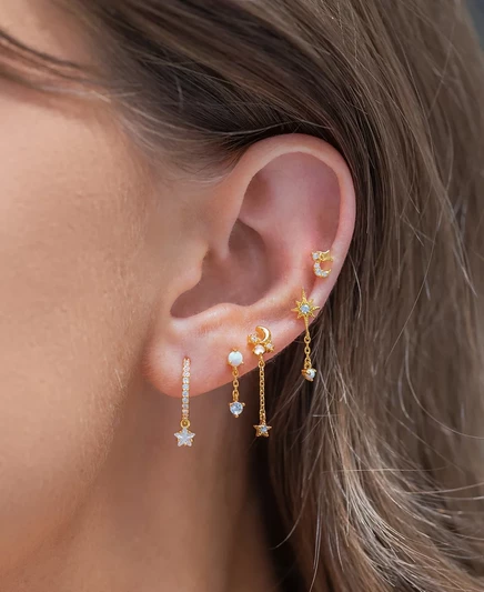 Набор женских сережек с мерцающим опалом Girls Crew gold plated