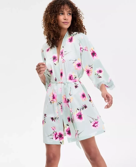  Женский халат из эластичного атласа с кружевной отделкой, созданный для Macy's ava blooms