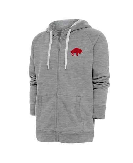 Мужская толстовка с капюшоном на молнии Antigua Heather Gray Buffalo Bills с логотипом Victory heather gray