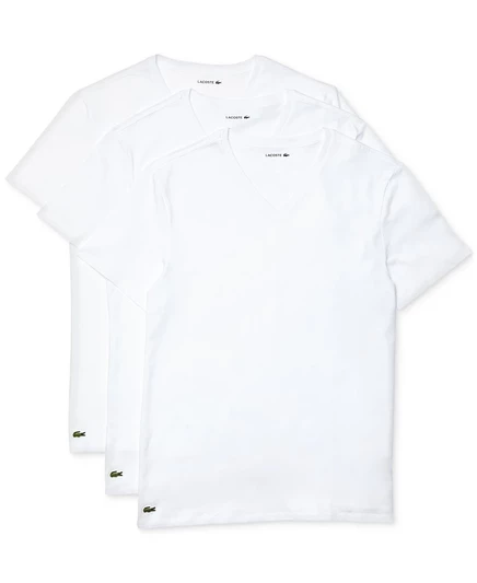 Мужские майки lacoste 3 шт. v-образный вырез, белые