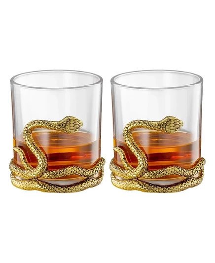 Бокалы для виски The Wine Savant Gold Snake, набор из 2 золотых бокалов