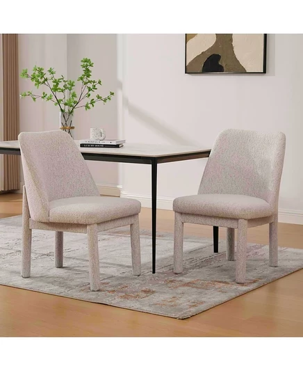Современный минималистский набор обеденных стульев из синели Streamdale Furniture (комплект из 2 стульев) - бежевый