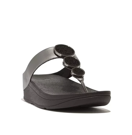  Женские босоножки с металлическим носком в форме круга из бисера Halo pewter black