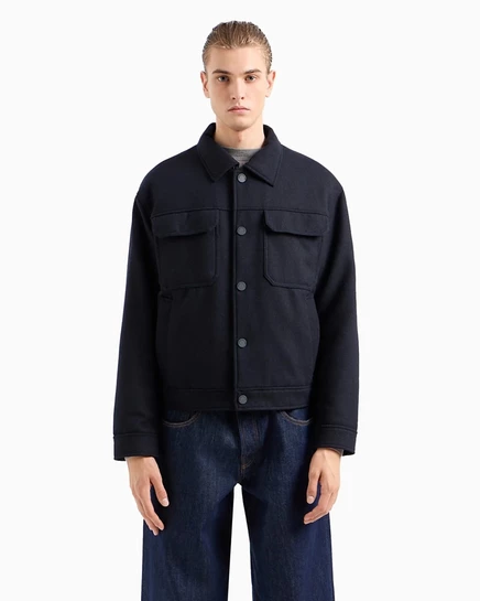 Мужская куртка-рубашка из смесовой шерсти A|X Armani Exchange blue
