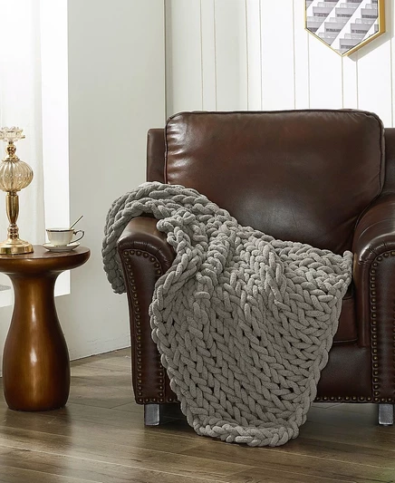 Плед American Heritage Chenille, светло-серый