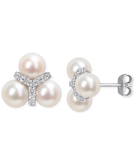 Серьги Macy's с жемчугом и топазом, серебряные