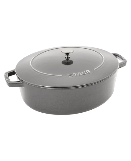 Чугунная овальная жаровня Staub 5,9 л, серая
