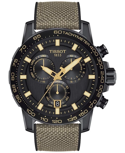 Мужские часы Tissot Supersport хронограф 40 мм с текстильным ремешком, черные