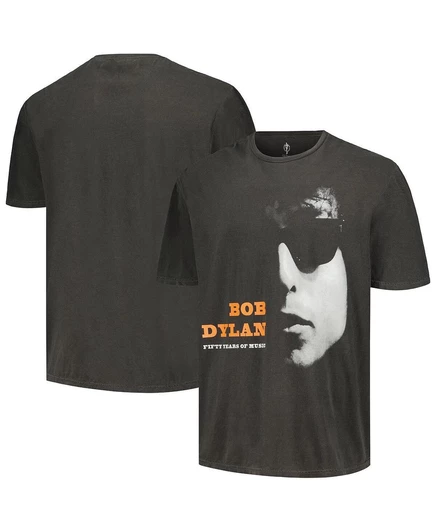 Мужская футболка Philcos Bob Dylan 50 с потертым принтом, черная