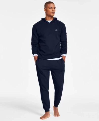 Lacoste Men's Thermal Sleep Waffle Hoodie, Straight-Fit Knit Joggers & Large Croc Thermal Sleep Shirt