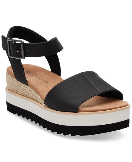 Женские босоножки TOMS Diana на танкетке, черная кожа