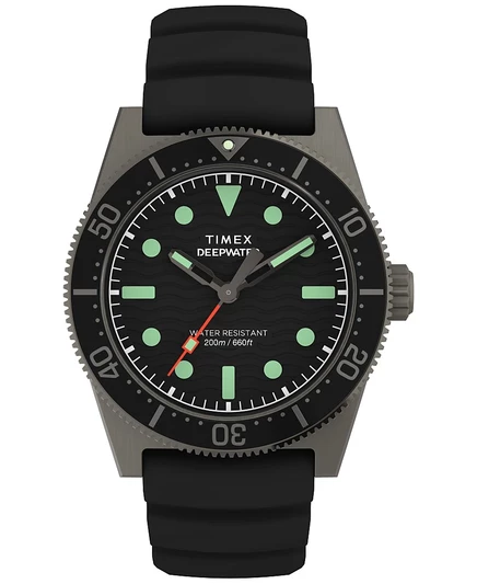 Мужские часы Timex 41 мм, каучуковый ремешок, черные