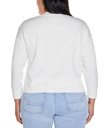 Вязаный топ с открытыми плечами Belldini Plus Size из подводного трикотажа off white