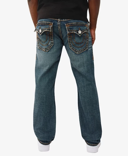 Мужские джинсы True Religion Ricky Straight Super T Flap прямого кроя, синие