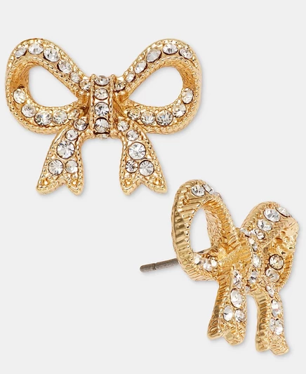 Серьги-пусеты Marchesa с бантом и кристаллами, золотистые