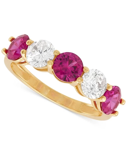 Кольцо Grown With Love 14K с лаб. рубином и брил., красное