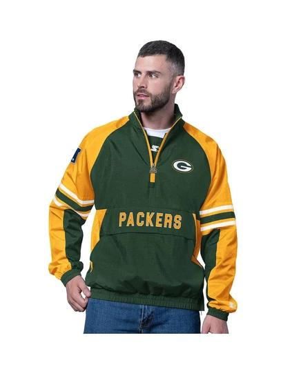 Мужской зеленый пуловер Green Bay Packers Prospect на молнии до половины длины green