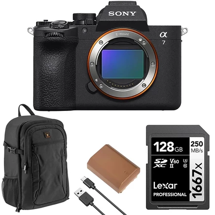 Беззеркальная камера Sony Alpha a7 V с 128 ГБ картой и рюкзаком, черная