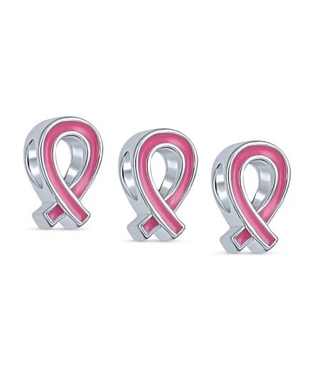 Набор подвесок-бусин Bling Jewelry Pink Ribbon 3 шт, розовые