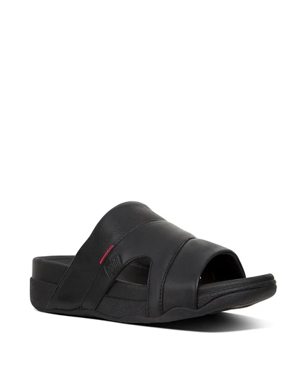 Мужские шлепанцы FitFlop Freeway кожаные, черные