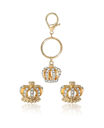 Брелок для ключей и серьги Juicy Couture с золотистой хрустальной короной gold tone