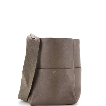 Женская сумка Pre-Owned Celine Large Sangle Seau из телячьей кожи, коричнево-бежевая
