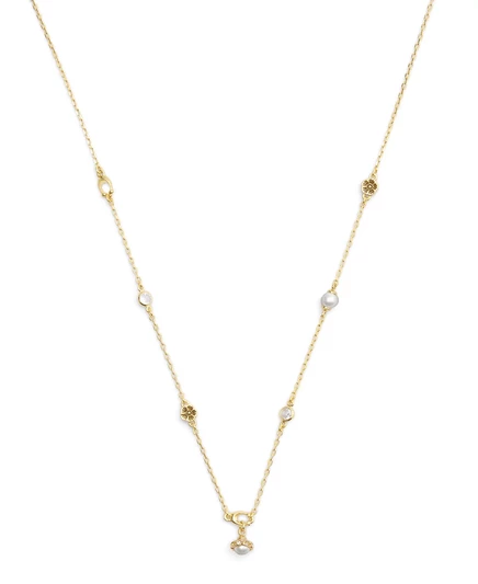 Фирменное ожерелье из искусственного камня COACH Heritage Cultured Pearl Charm Strand pearl, gold
