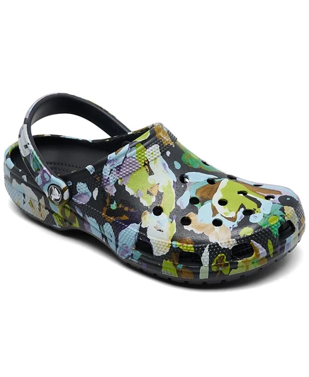 Женские сабо Crocs Classic Painted Floral, черные