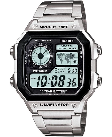 Унисекс часы Casio цифровые, браслет, серебристые