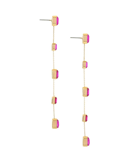 Культовые линейные серьги из латуни с позолотой 18 карат ETTIKA fuchsia