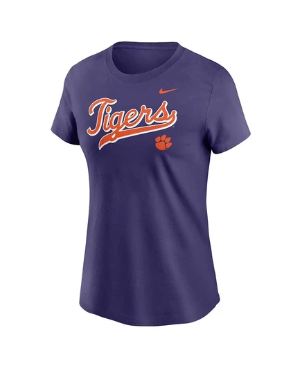 Женская фиолетовая футболка с надписью Clemson Tigers Local Script от Nike purple
