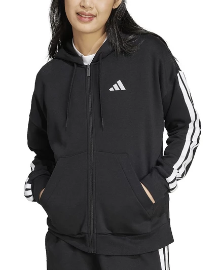 Женская толстовка adidas 3-Stripe флисовая на молнии, черная
