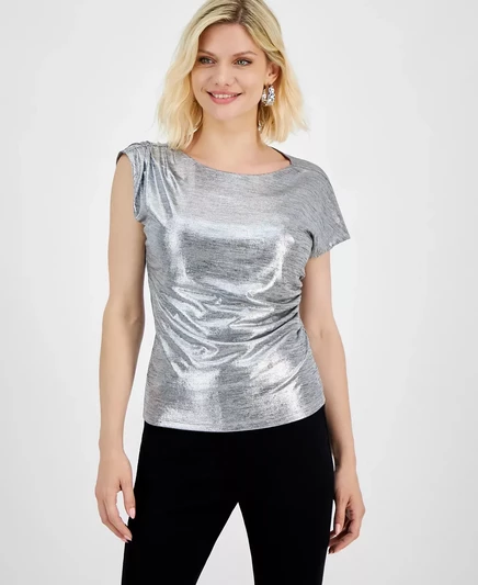  Миниатюрный топ с драпировкой из фольги, созданный для Macy's  silver