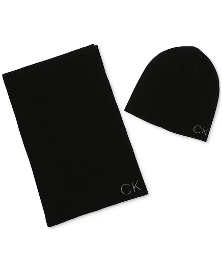 Мужской комплект из шарфа и шапочки с логотипом Calvin Klein black
