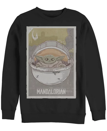 Мужская флисовая футболка-пуловер Fifth Sun от Star Wars Mandalorian Baby Crew black