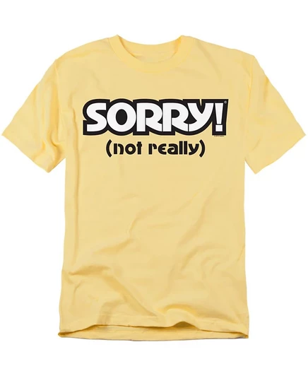 Унисекс футболка Hasbro Sorry Sorry (Not Really), желтая