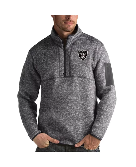 Мужская куртка-пуловер на молнии Antigua с застежкой-молнией Las Vegas Raiders Fortune charcoal