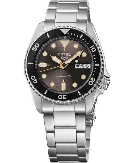 Мужские спортивные часы Seiko с серебряным браслетом из нержавеющей стали 5, 38 мм