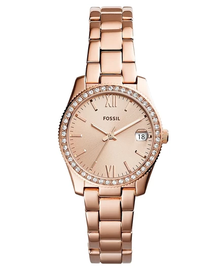 Женские часы-браслет Fossil Scarlette из розового золота с браслетом из нержавеющей стали, 32 мм, золото