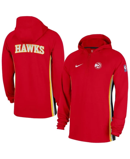 Мужская красная куртка-толстовка с капюшоном свободного кроя на молнии Atlanta Hawks Authentic On Court Zone  red