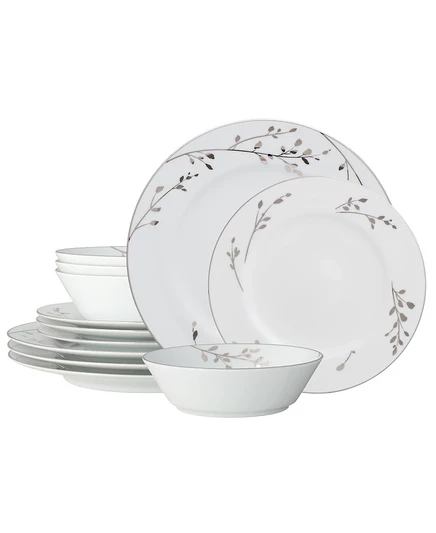 Набор посуды Noritake Birchwood 12 предметов, белый/платина