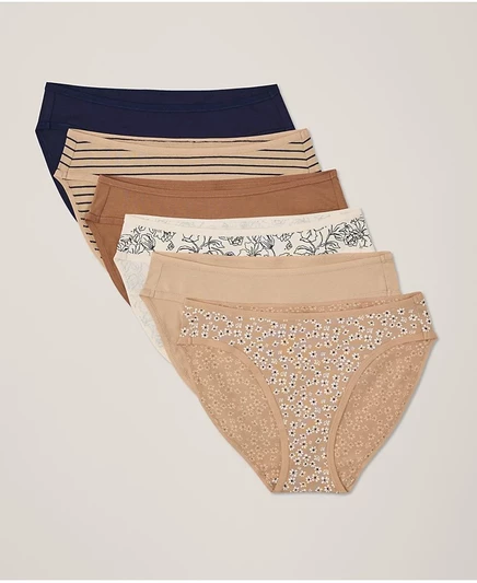 Pact Women's Organic Cotton Everyday Classic Fit Bikini 6-Pack tan/beige